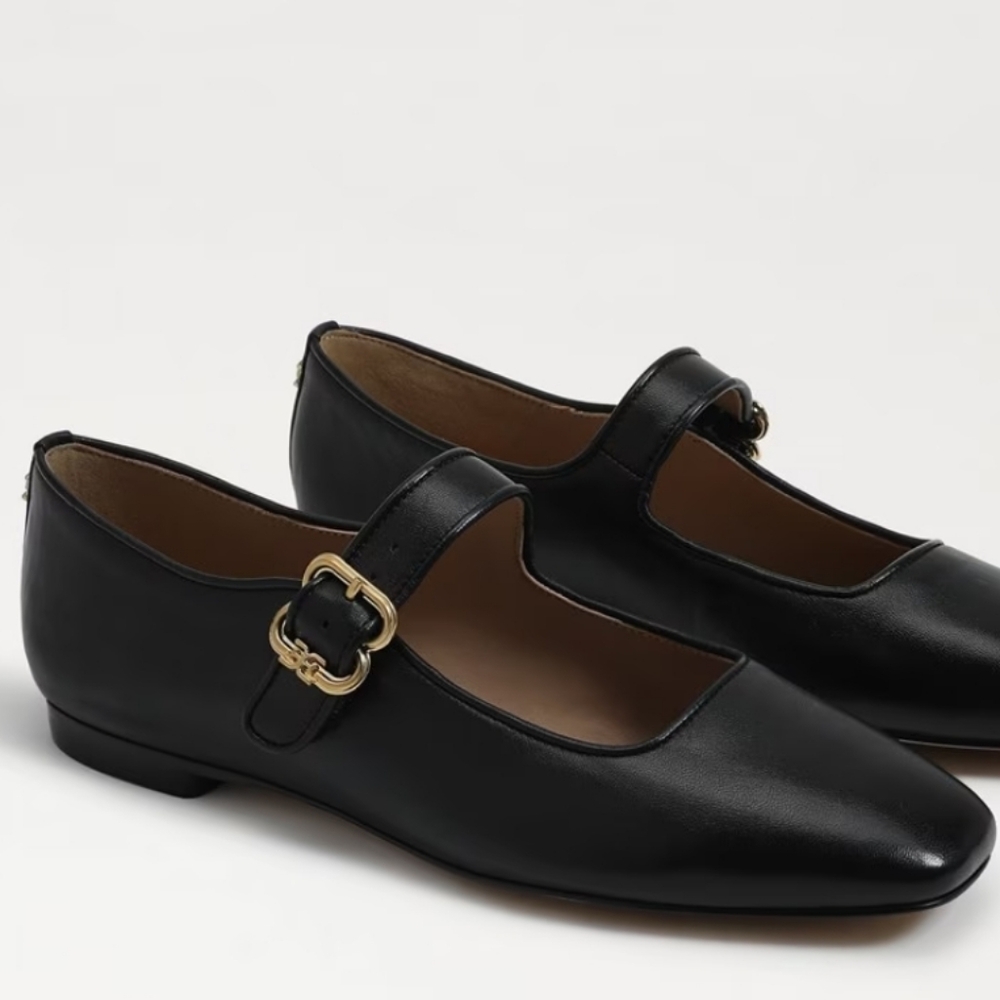 Sam Edelman Black Flats with Gold Buckle